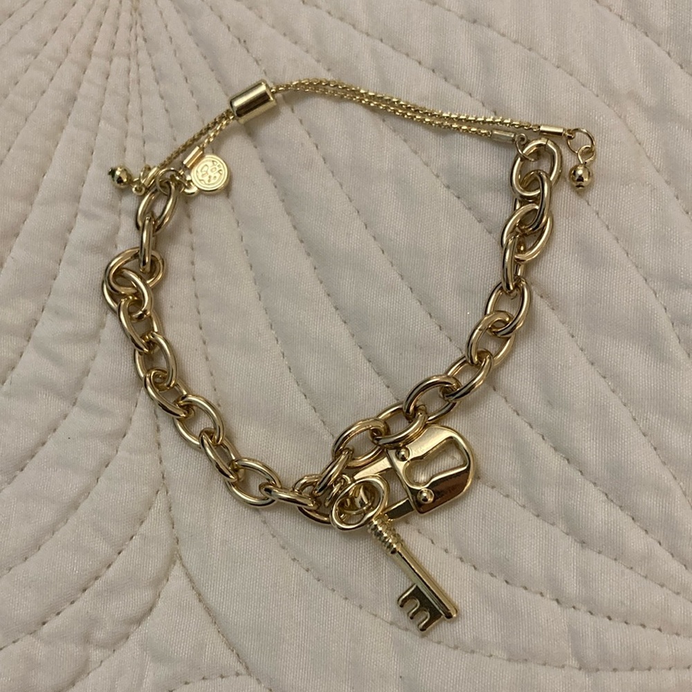 Gold Lock & Key Adjustable Bracelet